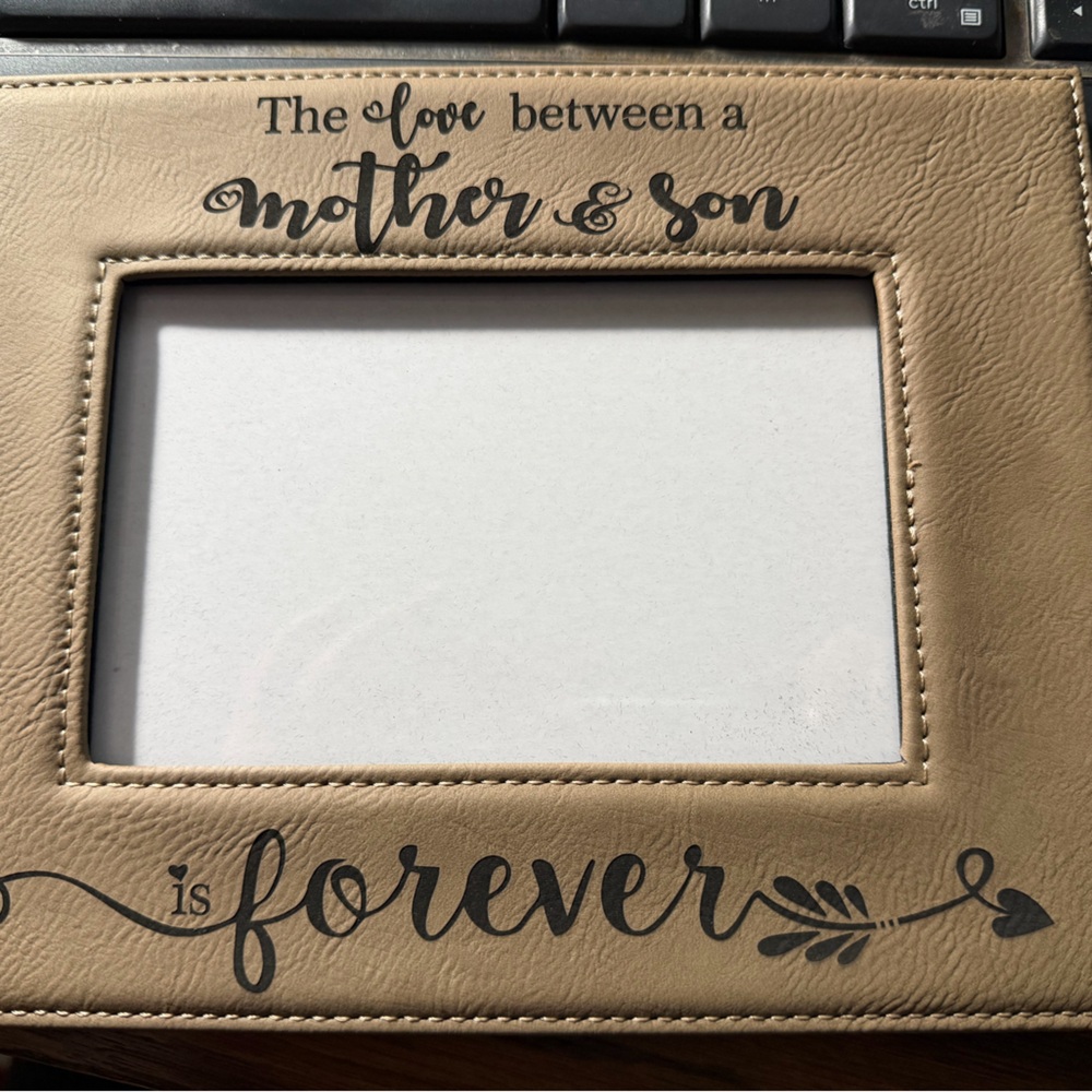 Tan Leatherette Mother & Son Picture Frame